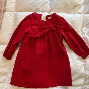 Zara Girls cotton red dress with bow